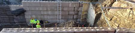 a reinforced concrete block retaining wall