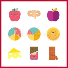 9 Piece Icon Vector Illustration Piece Set Cheese And Pie