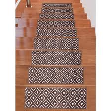 valencia brown ivory 9 in x 28 in non slip stair tread cover set of 13