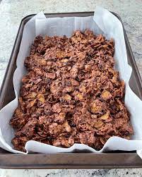 no bake chocolate raisin bran squares