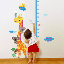 Us 6 88 36 Off Cartoon Giraffe Height Measure Wall Sticker For Kids Rooms Nursery 90 140cm Home Decor Growth Chart Mural Child Height Art Decal In