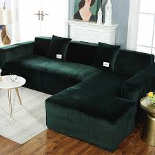 elastic velvet l shape sofa slipcover