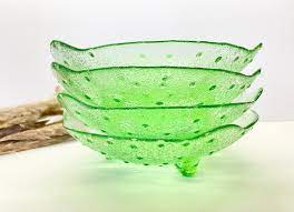 Glass Footed Bowl Embossed Polka