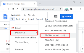 how to convert google doc into pdf