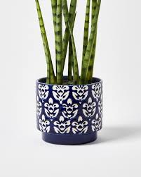Athena Blue Ceramic Plant Pot Oliver