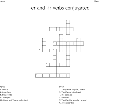 Er And Ir Verbs Conjugated Crossword Wordmint