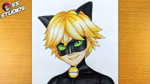 How to Draw Cat Noir Easy From Miraculous Ladybug - YouTube