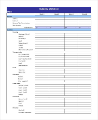 Example Budgeting Worksheet Simple Monthly Budget Template