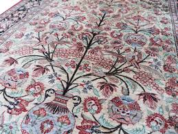 qum pure silk rug with prayer design