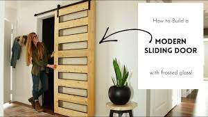 modern diy sliding door with frosted