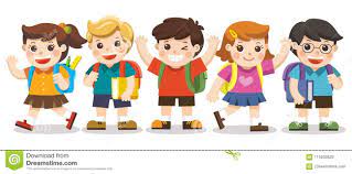 Τα χαριτωμένα παιδιά πηγαίνουν στο σχολείο Διανυσματική απεικόνιση -  εικονογραφία από lifestyle, childhood: 115633620