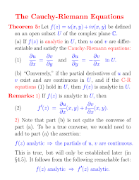 The Cauchy Riemann Equations 3 Pages