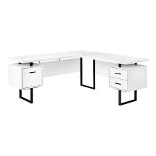 Who knew a desk's design could leave no footprint at all and still provide enough dowlen floating desk. Monarch Specialties Computer Desk L Shaped Corner 3 Drawers Reversible White B The Home Depot Canada