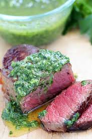 Chimichurri sauce is an amazing companion to this juicy, tender beef tenderloin! Beef Medallions With Chimichurri Sauce Yummy Healthy Easy