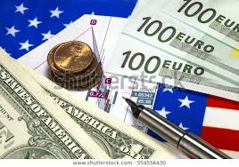 American Flag Dollar Euro Currency Exchange Royalty Free
