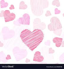Pink Hearts Sketch Seamless Pattern Valentines Day