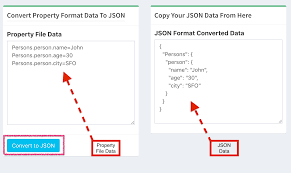 property file data to json format