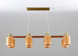 Vintage Mid Century Modern Swedish Teak Rattan Ceiling Lamp From Ateljé Lyktan 1960s