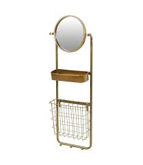 Round Gold Wall Mirror With Shelf