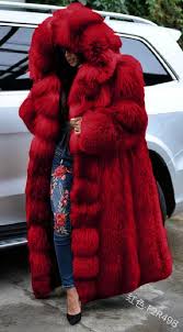 Long Winter Hooded Faux Fur Coat