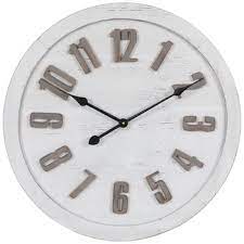 Round Whitewash Wood Wall Clock Hobby