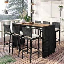 Ouoteto Wood Table Top Black 7 Piece