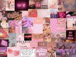 aesthetic pink collage laptop