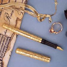 Real 18krt gold plated double pen gift set. Penhero Com Pengallery Mabie Todd Hand Engraved Gold Filled Eyedropper C 1914
