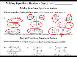 Solving Equations Review Day 2 Answer
