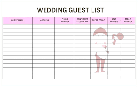 Guest List Spreadsheet Template
