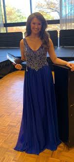 prom sequined blue floor length maxi
