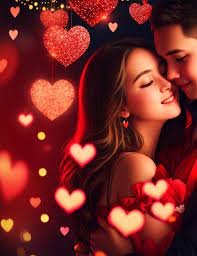 romantic couple with love wallpaper