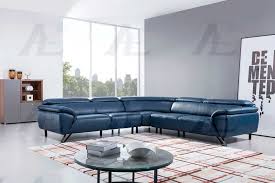 Navy Blue Leather Sectional Sofa Ae 002