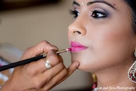 indian wedding bride makeup pink lip