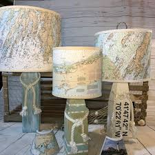 Large Buoy Lamp With Actual Nautical Chart Lampshade