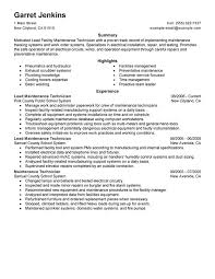 Unforgettable Facility Lead Maintenance Resume Examples To Stand Out