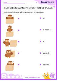 matching game preposition of place