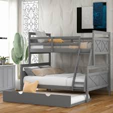 gray twin over full bunk bed with