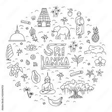 hand drawn symbols of sri lanka in