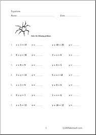 algebra equations set 1 worksheet