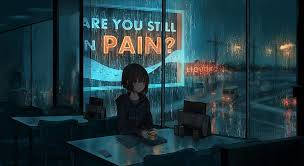 dark anime s alone rain window