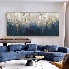 Large Navy Blue Abstract Canvas Art