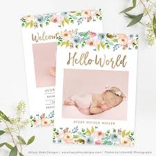Girl Birth Announcement Template Photoshop Printable Photo Card