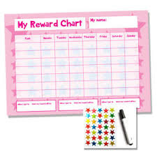 Details About Reward Chart Pink Reusuable Wipe Clean A4 Chores Potty Train Sticker Star
