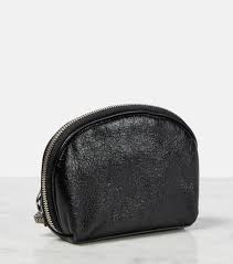 le cagole mini leather pouch in black