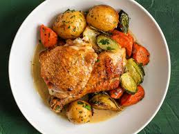 pan roasted en with vegetables and