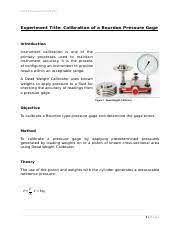 calibration of bourdon pressure gauge