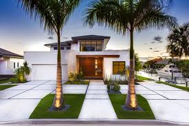 modern front yard landscape with
