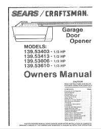 user manual craftsman 13953403 garage
