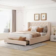 Platform Bed With Wingback Headboard